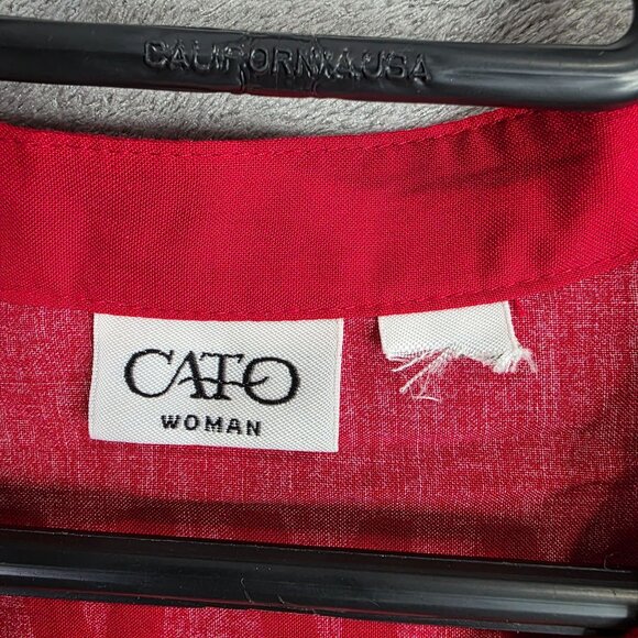 Cato Womens Red Ombre Zigzag Blouse 3/4 Sleeves Button Up 100% Rayon Size XL - Picture 3 of 9